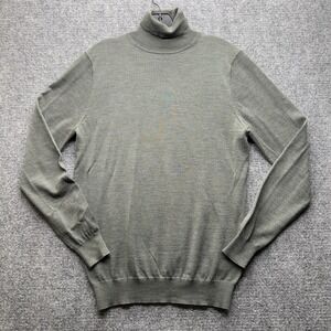 Suitsupply 100% Merino Wool Sweater Jumper Turtleneck Khaki Green Mens Size S